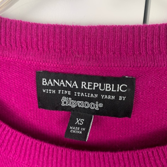 Banana Republic XS Filpucci Cashmere Blend Bow Cuff Crew Sweater Pink - Picture 3 of 9